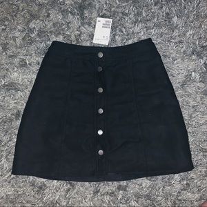 Black Suede Button Up Skirt